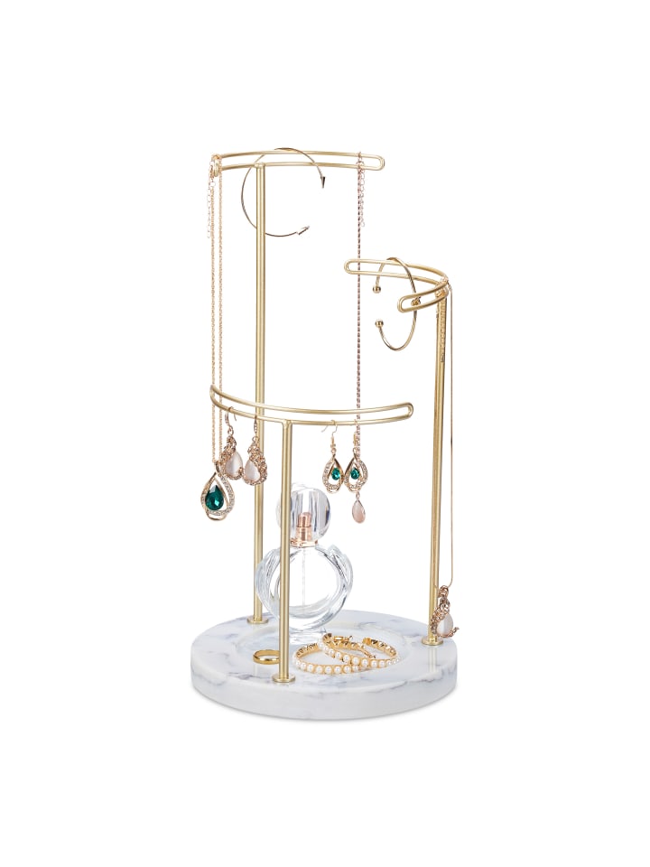 relaxdays Schmuckständer in Gold/ Grau - (H)35 x Ø 18 cm günstig kaufen onesize