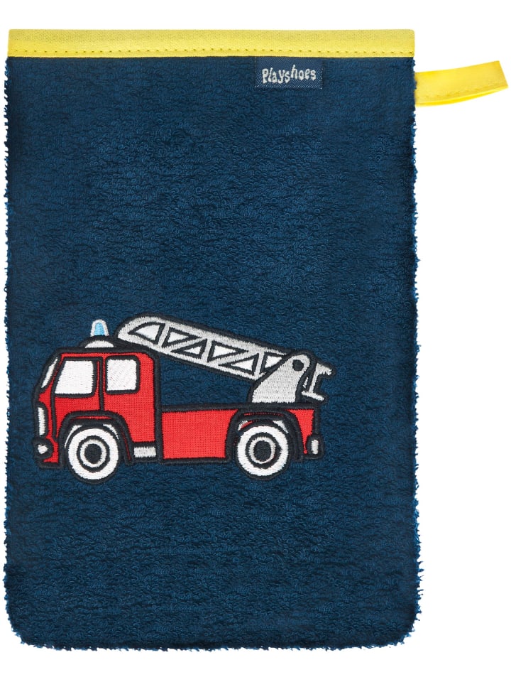 Playshoes Frottee-Waschhandschuh Feuerwehr in Marine günstig kaufen onesize