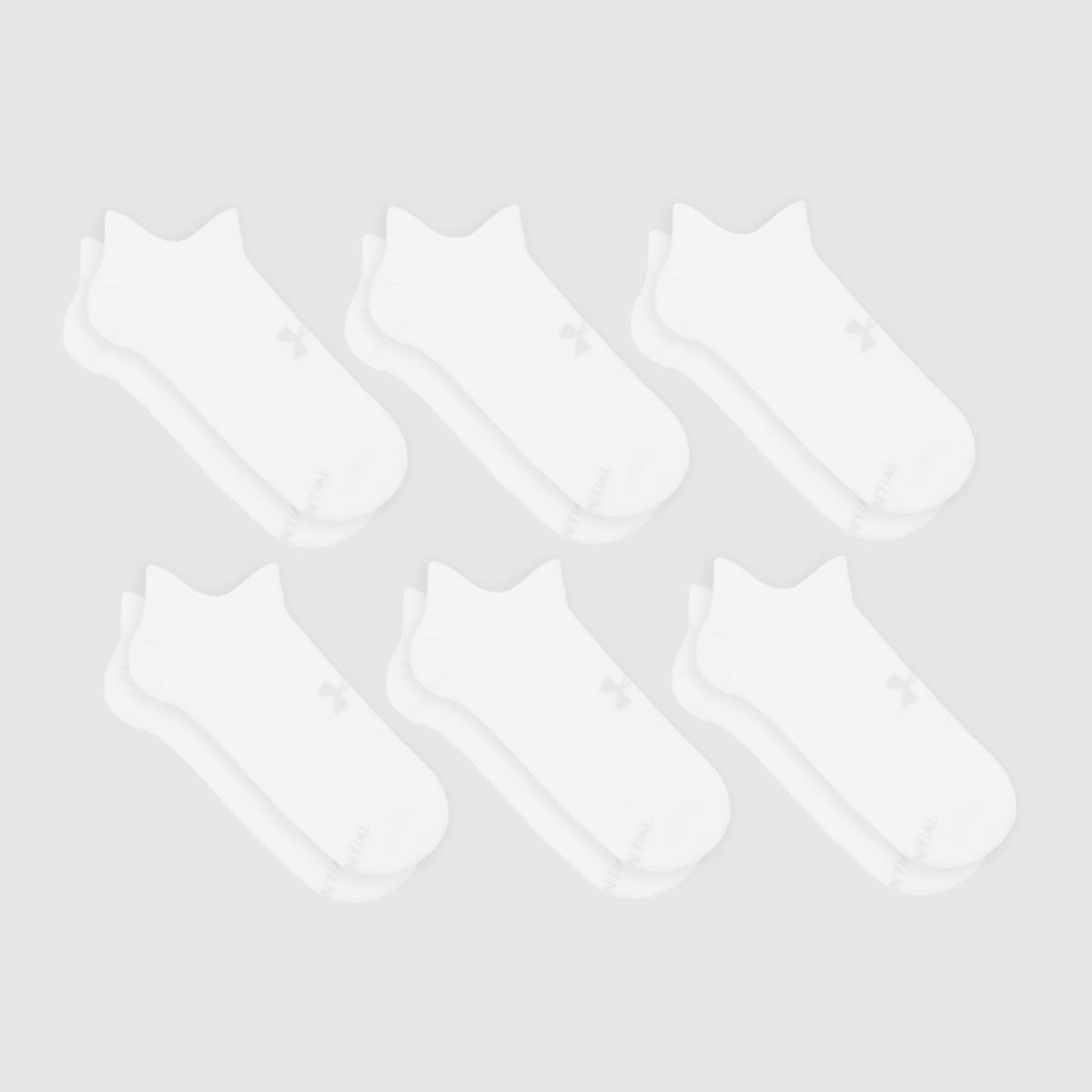 Under Armour – Vita och gråa essentials – No show-strumpor, 6-pack
