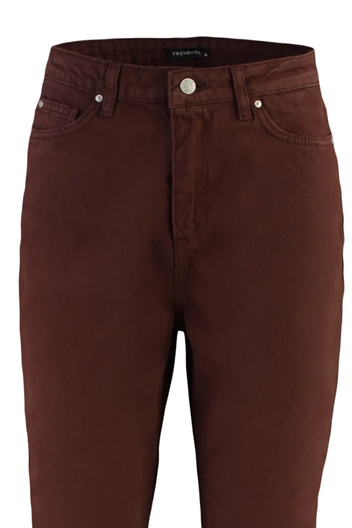 Trendyol Collection  Braune Mom-Jeans mit hoher Taille