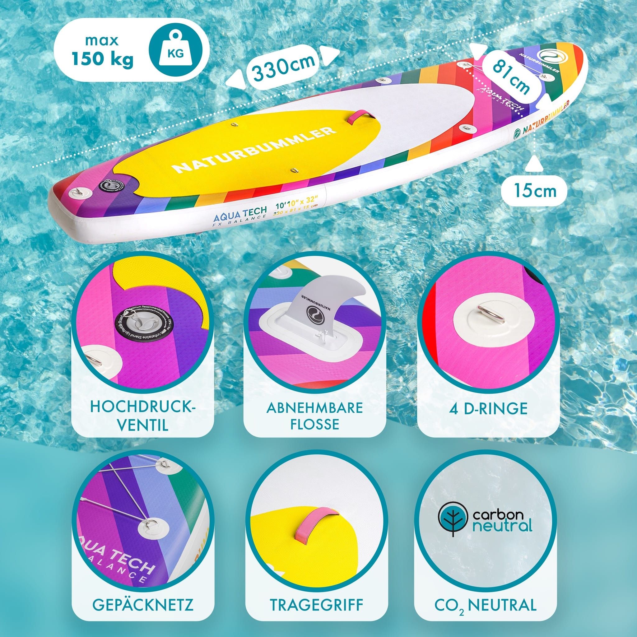 Naturbummler 330 cm Rainbow SUP Board