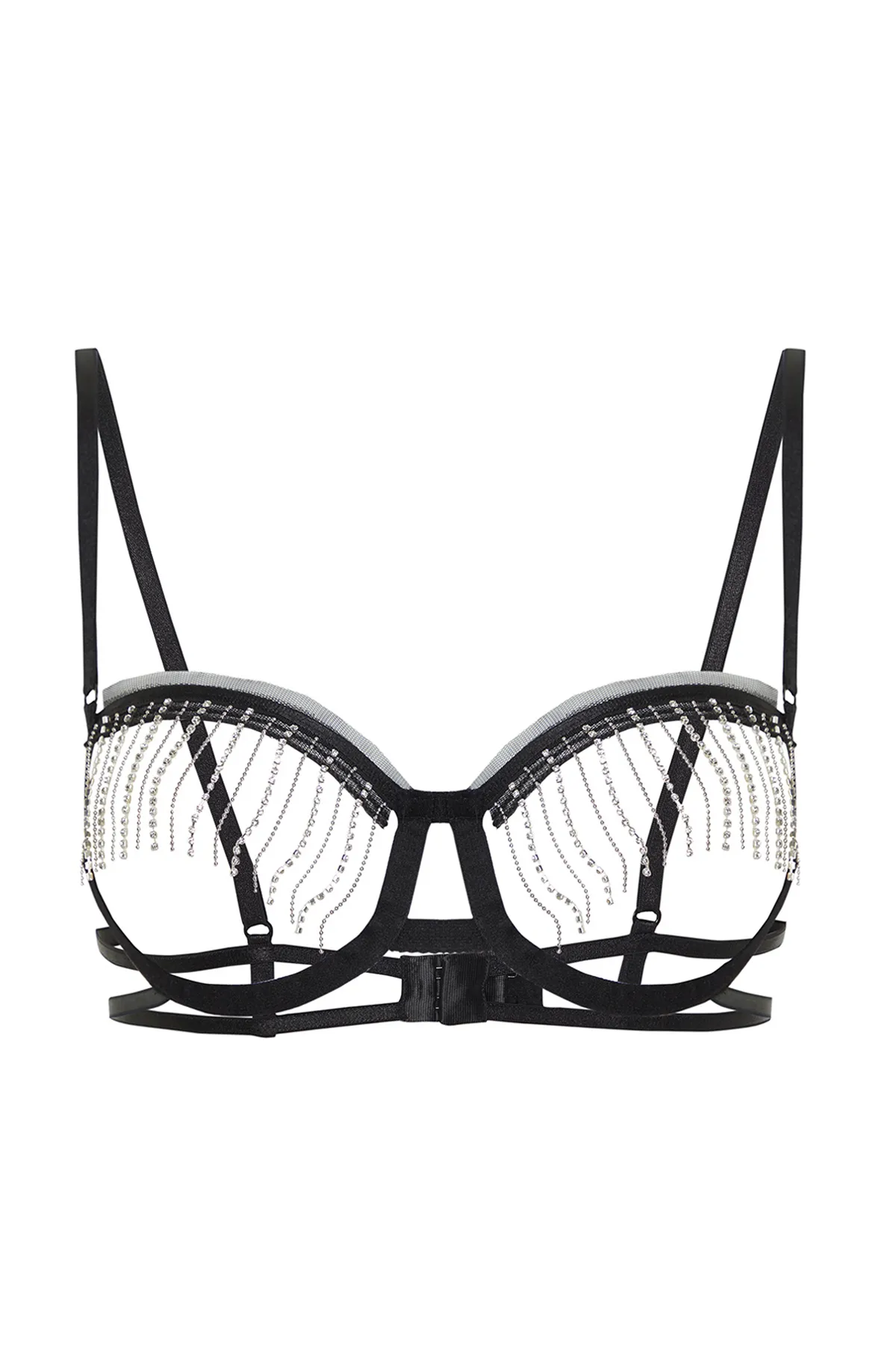 Trendyol Collection  Schwarzer Strick-BH mit unbedecktem Bügel und Seilträgern in Steinoptik THMSS24SU00039