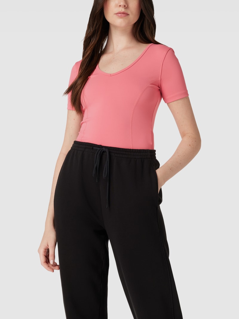Cropped T-Shirt mit Steppnähten Modell 'BIRGIT ACTIVE CROP TOP' in apricot