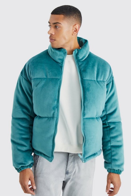 Plus Wildleder-Steppjacke mit Trichterkragen
