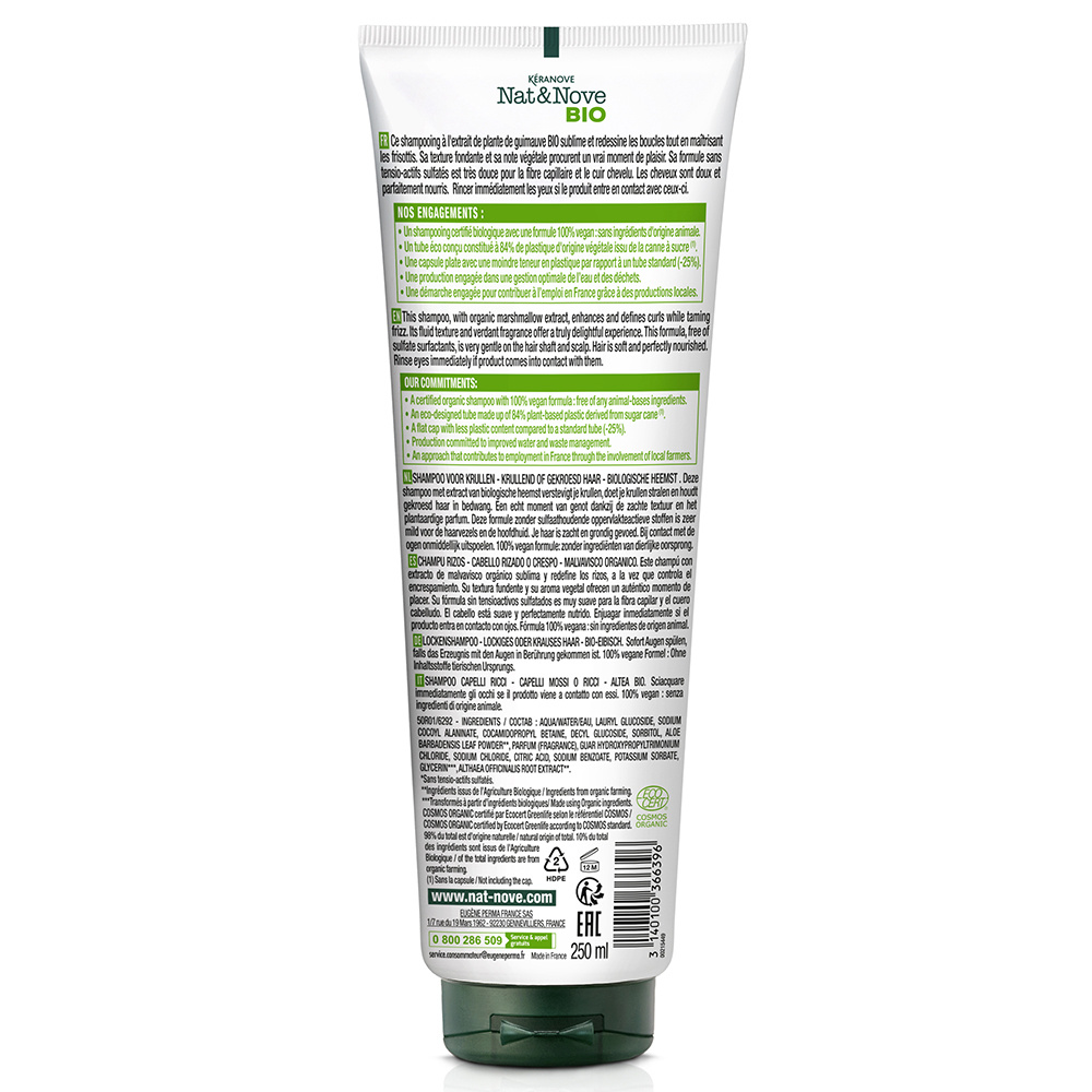 Nat & Nove Bio NAT&NOVE BIO Shampooing Boucles Certifié Bio cheveux bouclés ou frisés 250ml SHAMPOOING certifié BIO