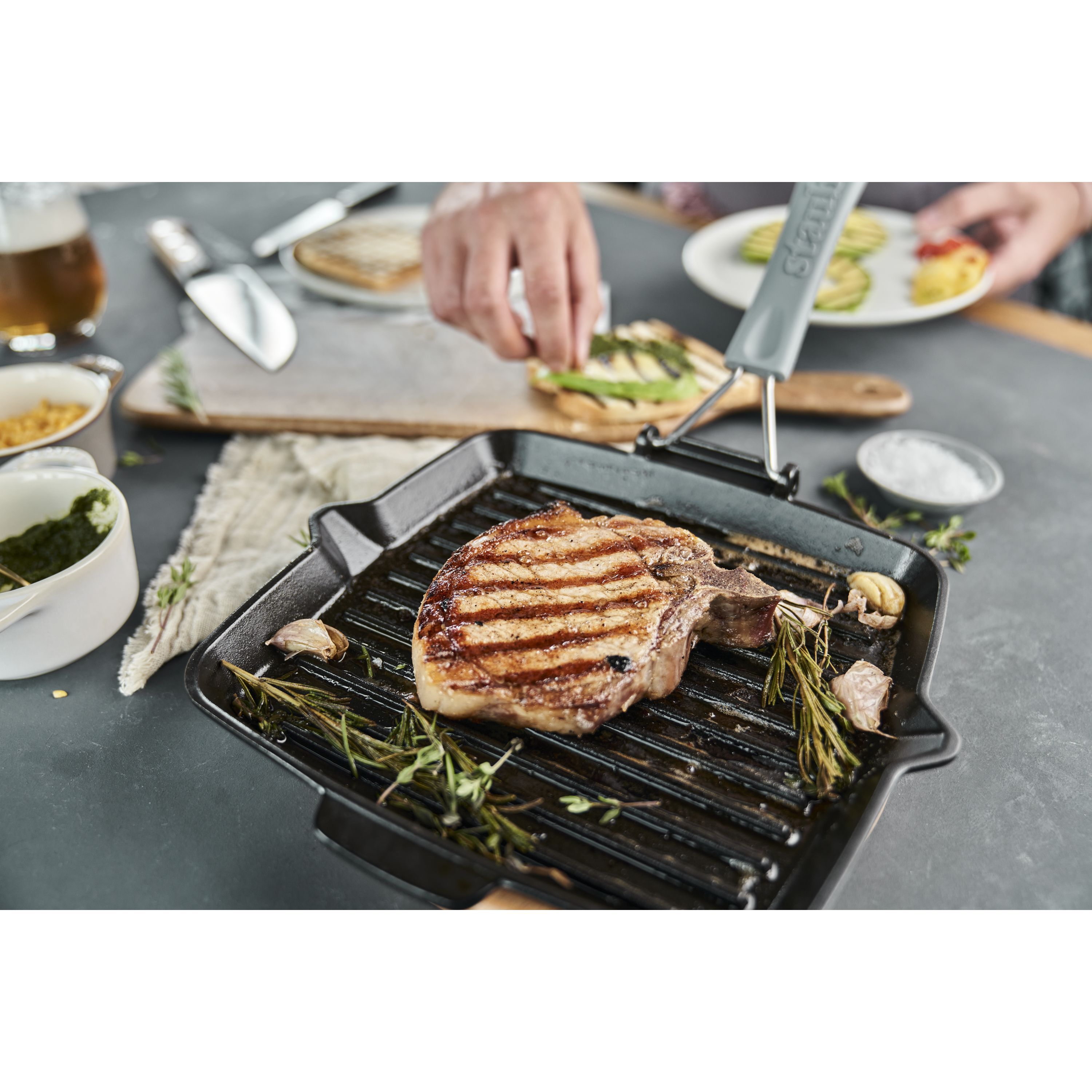Grillpfanne 24 x 24 cm, Gusseisen, Schwarz