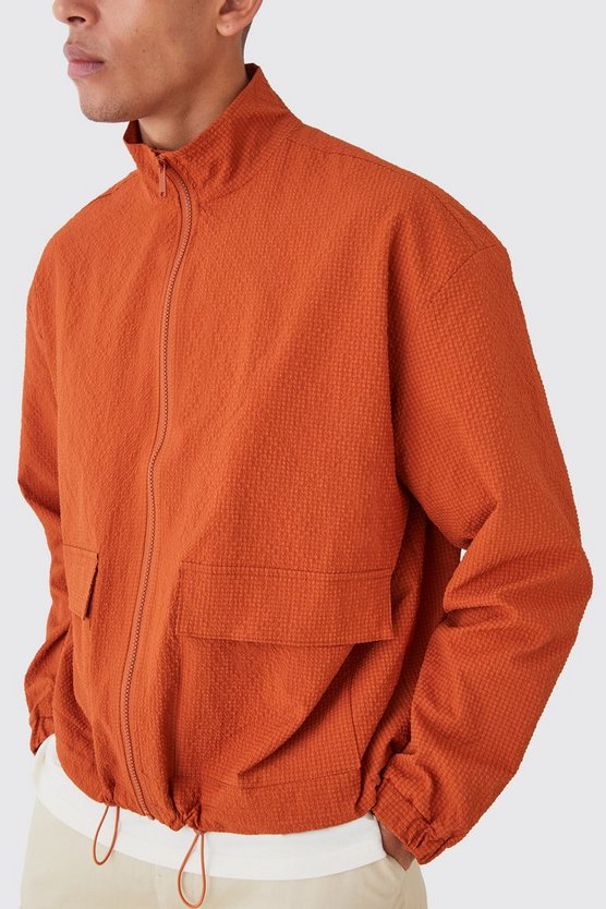 Nylon Harrington-Jacke in Knitteroptik mit Reißverschluss