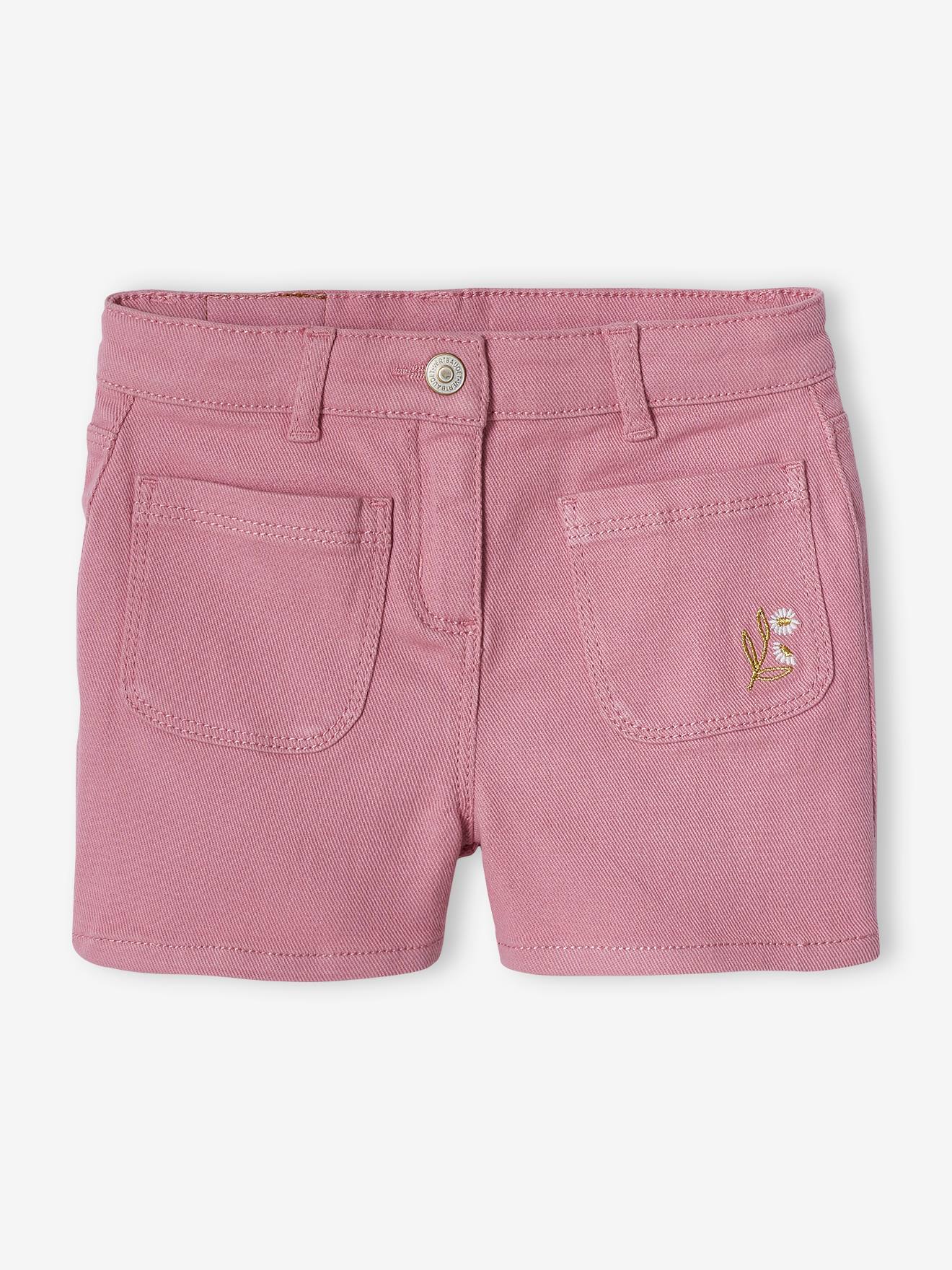 Vertbaudet Mädchen Shorts mit Glanzstickerei - moosgrün