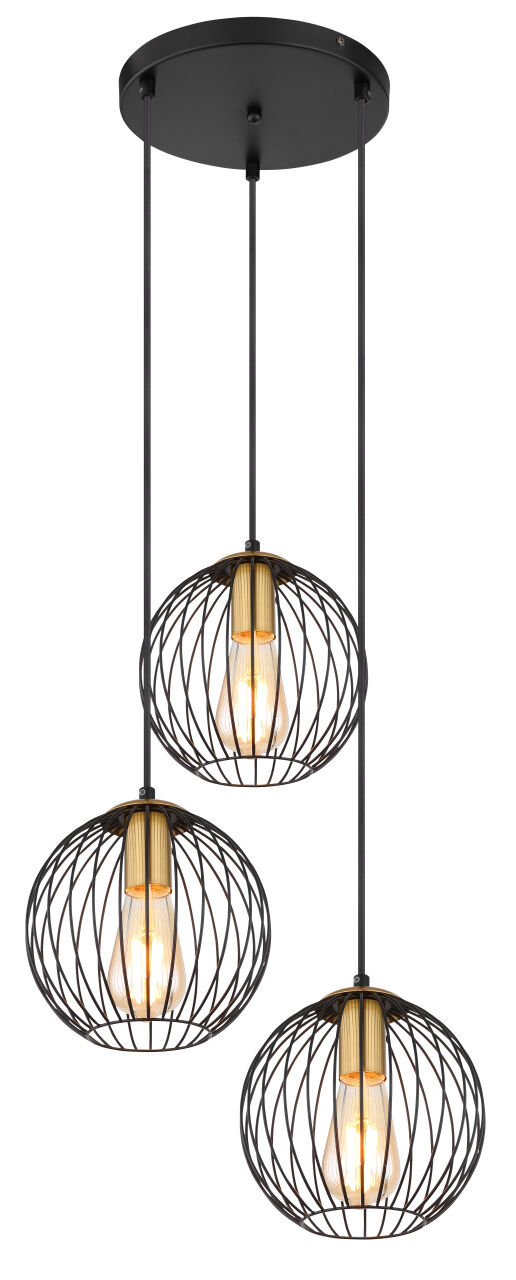 Globo Lighting - EUSEBIUS - Hängeleuchte Metall schwarz, 3x E27