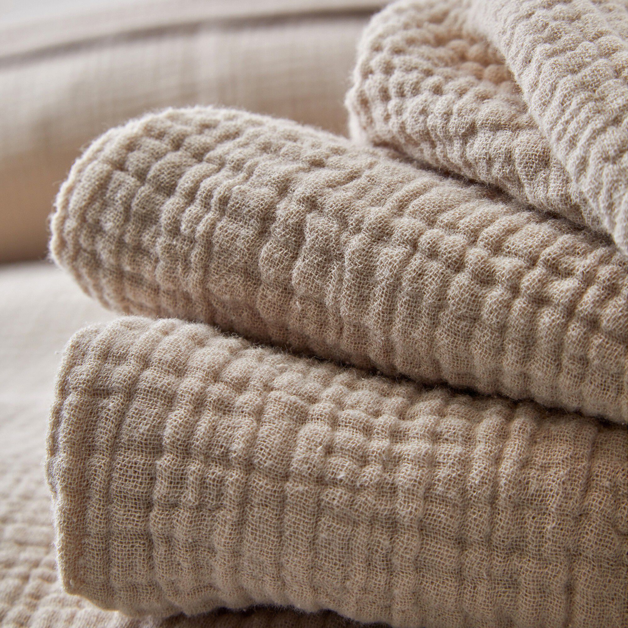 Linge de lit uni en triple gaze de coton