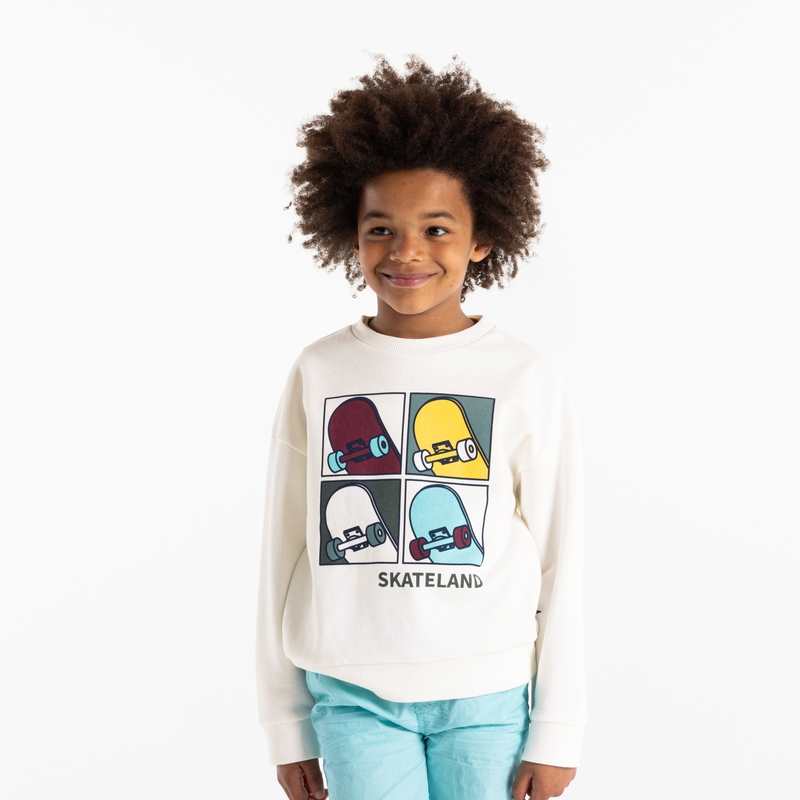 Sweat-shirt motif skate blanc garçon