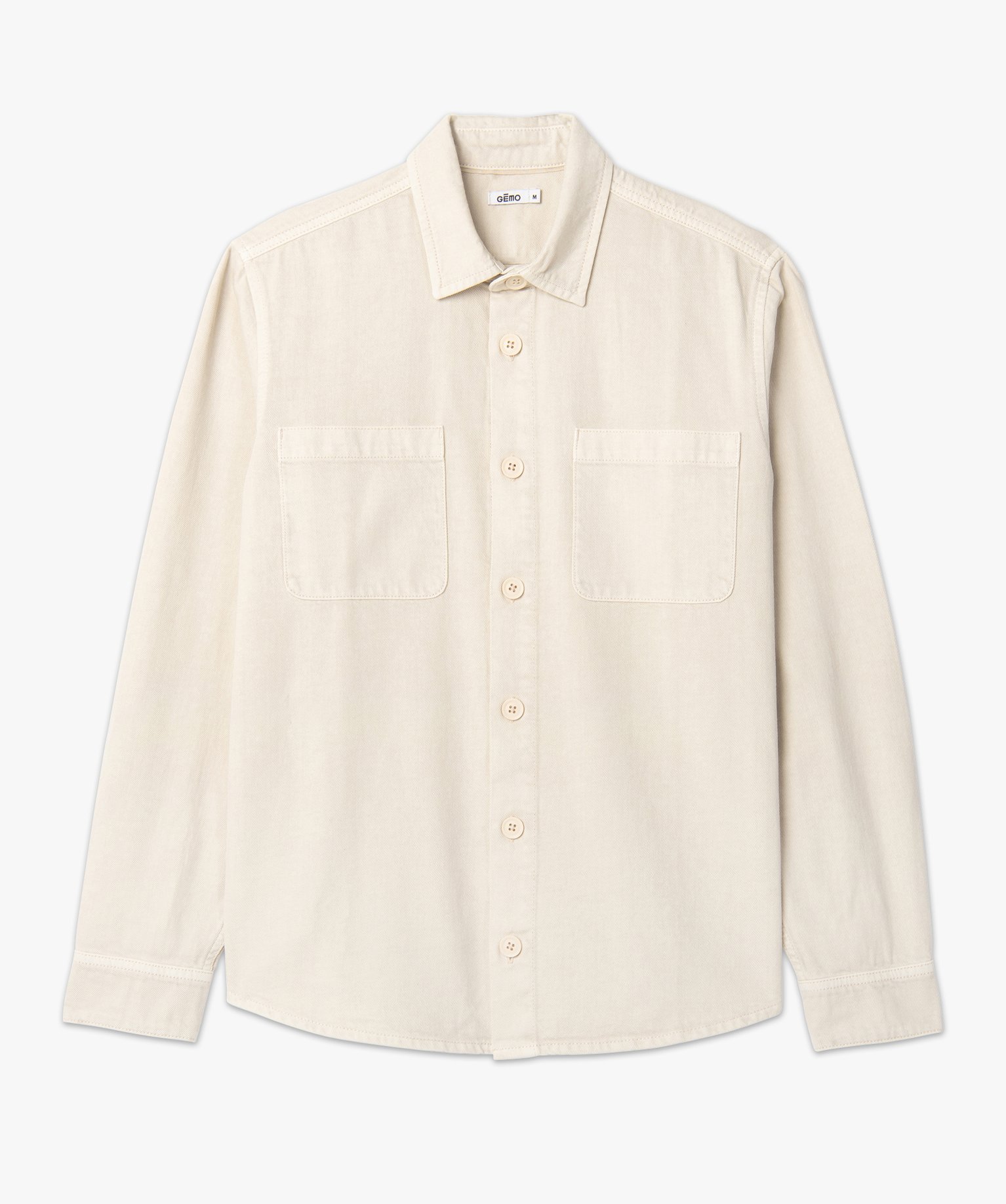 Sur-chemise homme unie aspect denim beige clair | GEMO
