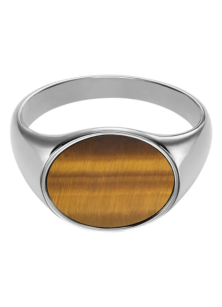Bague fossilisée avec œil de tigre JF04776040
