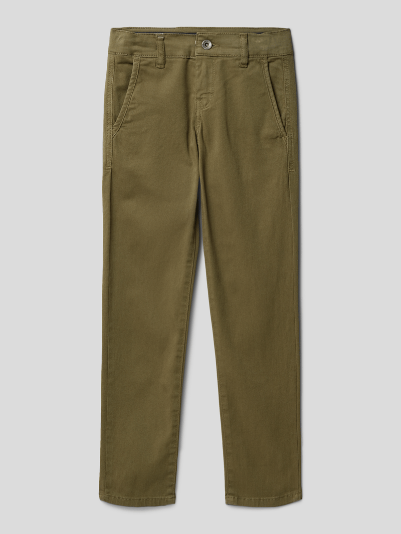 Hose mit französischen Eingrifftaschen in olivgrün
