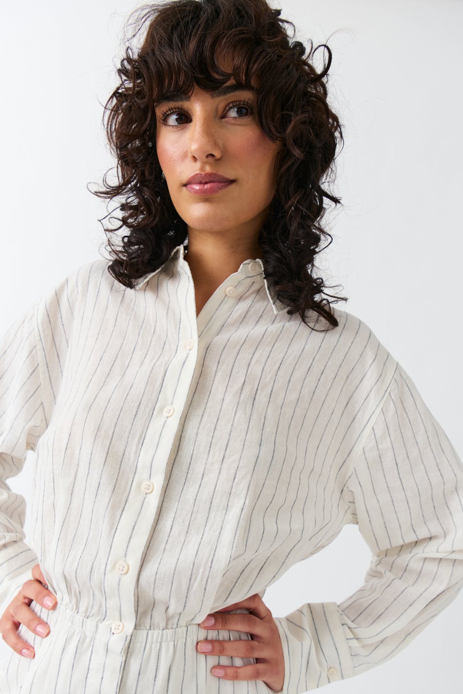 Linen blend shirt dress