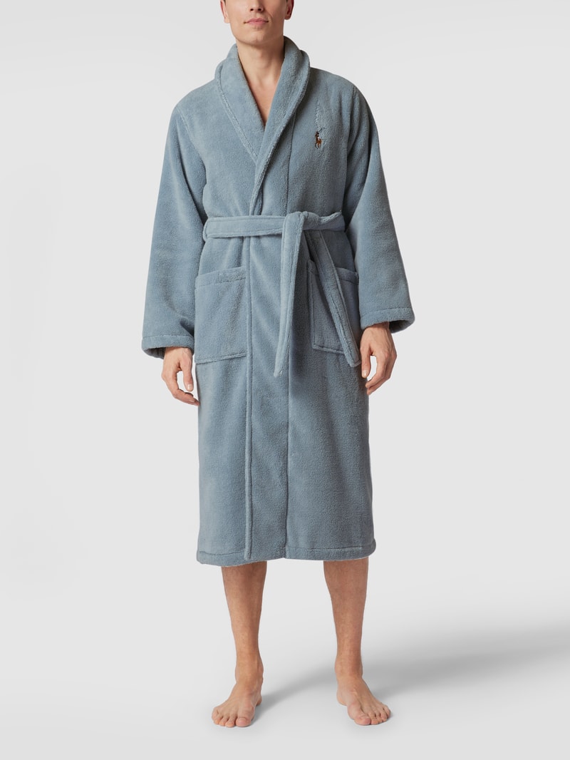 Bademantel mit Label-Stitching in hellblau
