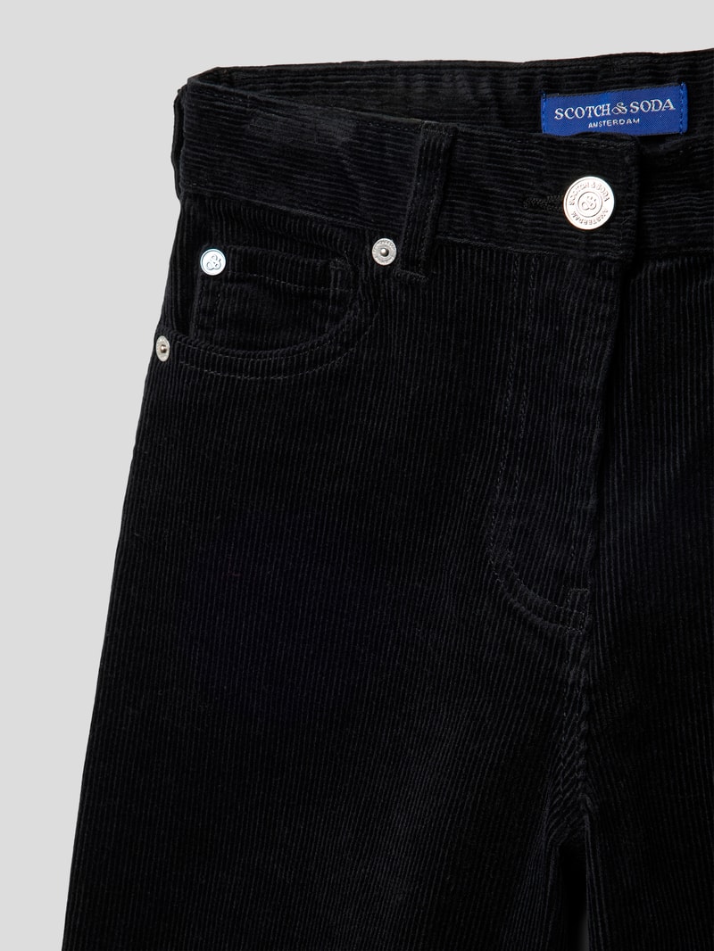 High Waist Cordhose im 5-Pocket-Design Modell 'The Wave' in schwarz