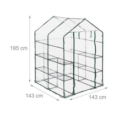 relaxdays Foliengewächshaus Begehbares Gewächshaus mit PVC-Folie
