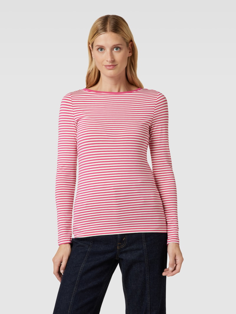 Longsleeve mit Streifenmuster und U-Boot-Ausschnitt in fuchsia