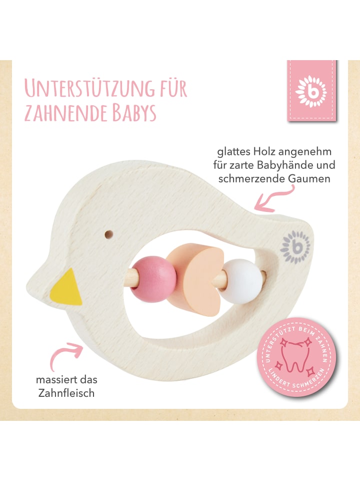Bieco Spielwaren Beißring Holz Vogel - ab Geburt in Orange günstig kaufen onesize