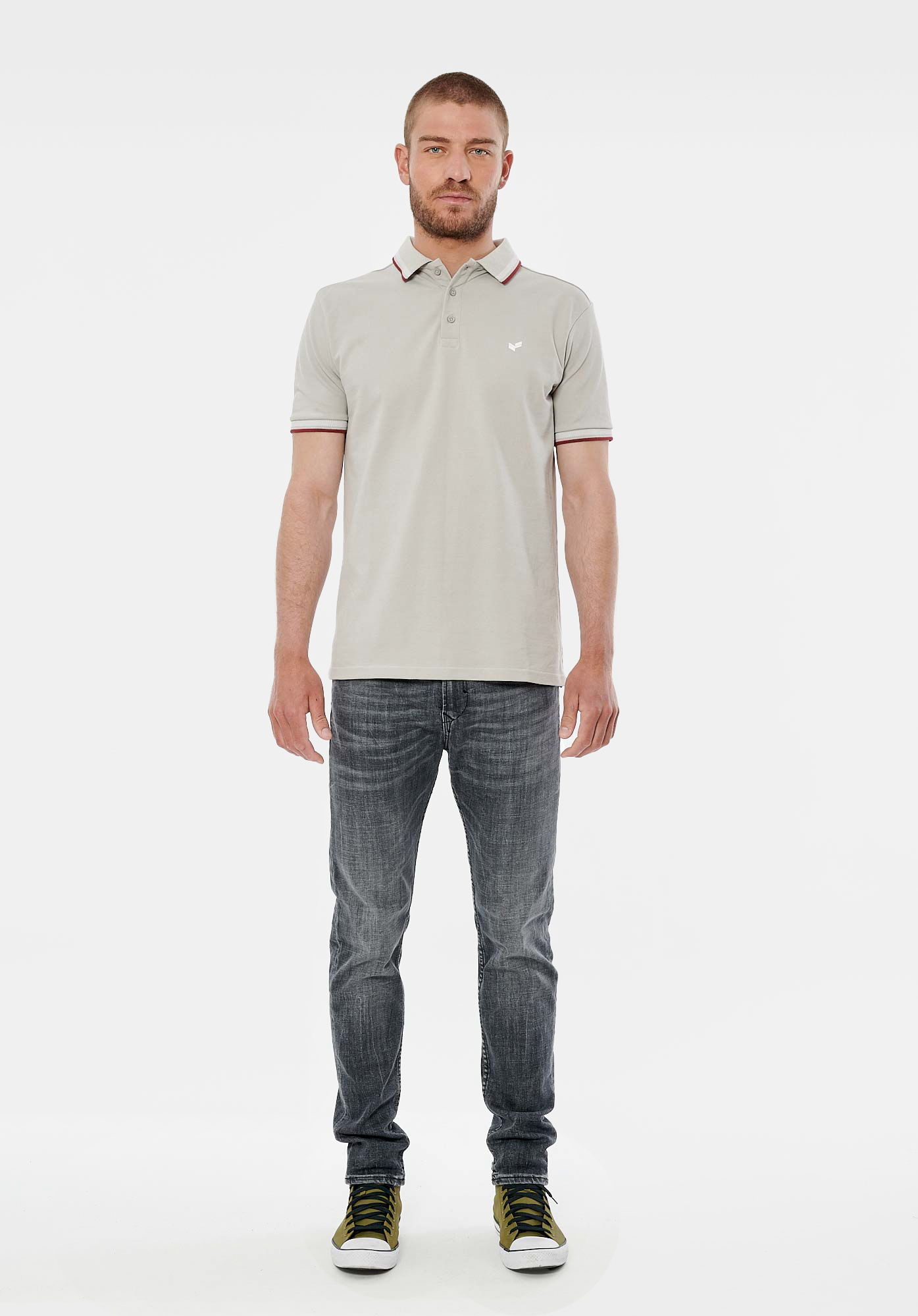 RAYOC  Polo gris homme 100% coton bio