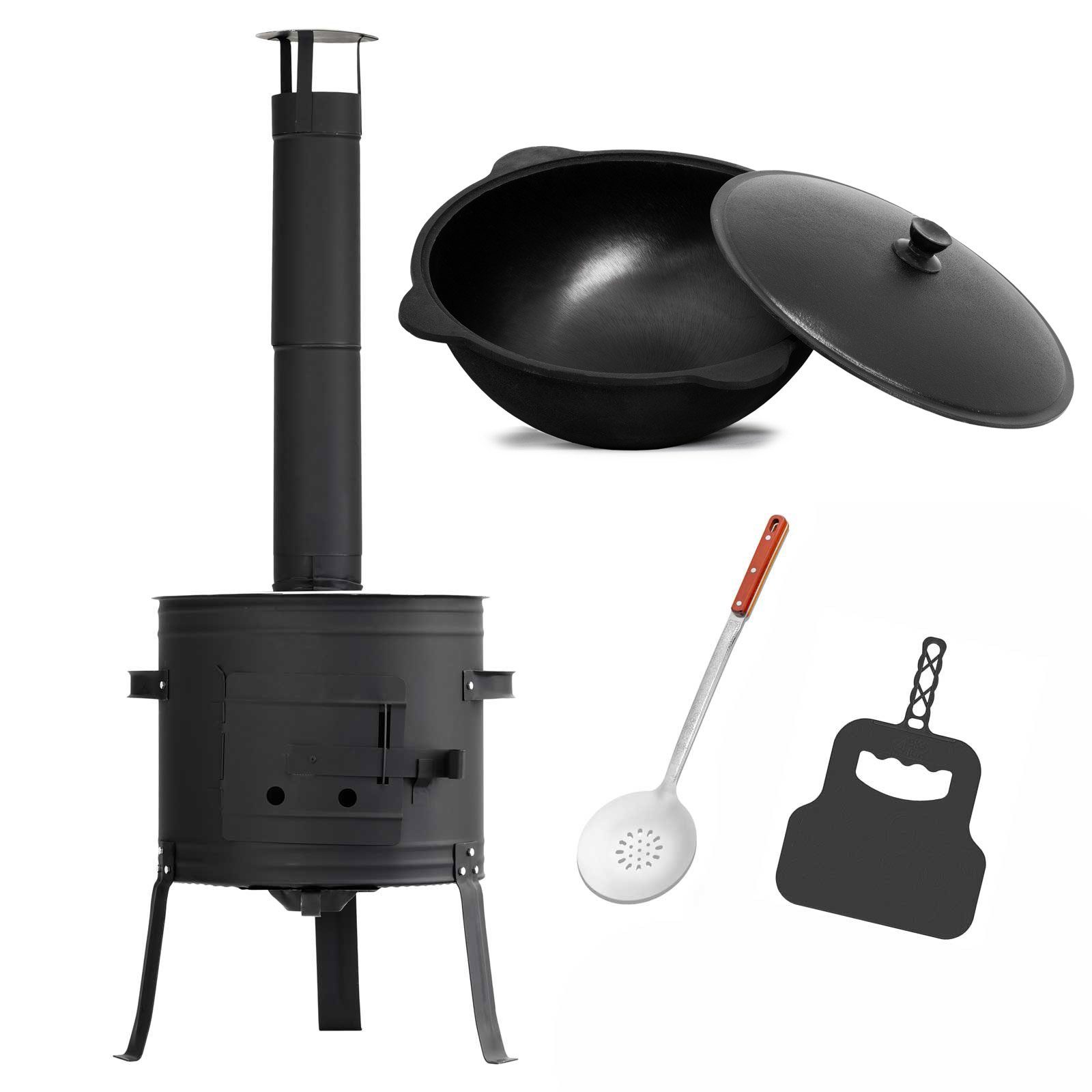4BIG.fun Feuerstelle Ø45 Utschak Uchak Campingofen Feuerofen 16L Kasan, (Eintopfofen / Gulaschkanone)