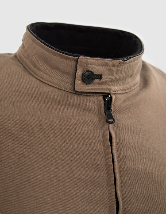 Blouson réversible noir et beige à capuche Homme
