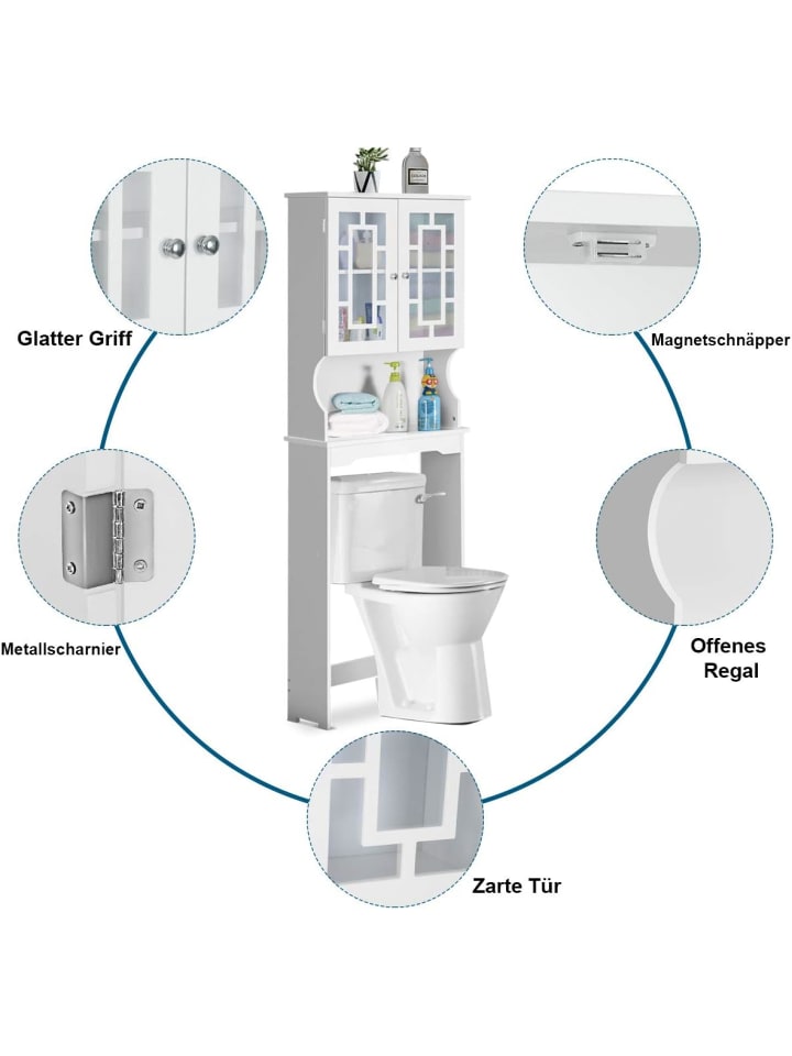 COSTWAY Toilettenschrank mit Tür in Weiß günstig kaufen onesize