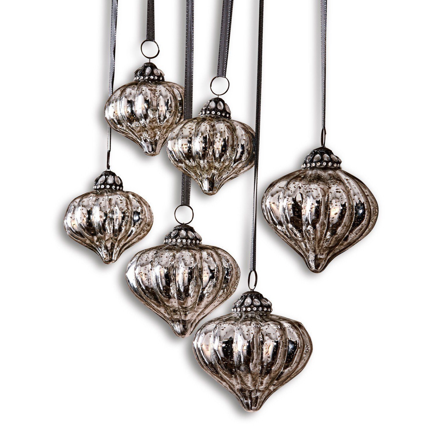 Mirabeau Christbaumschmuck Weihnachtsschmuck 6er Set Lauranne antiksilber (6-tlg)