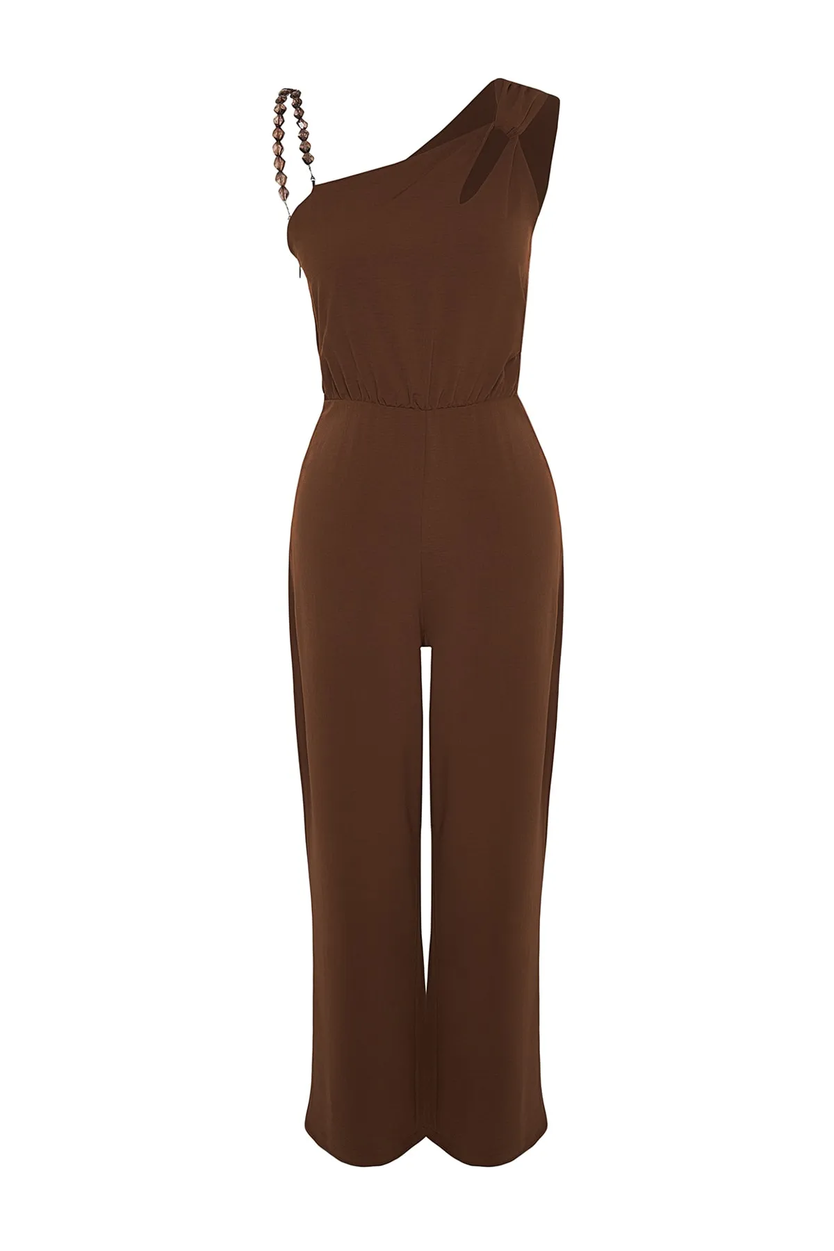 Trendyol Collection  Brauner One-Shoulder-Weboverall TWOSS23TU00190