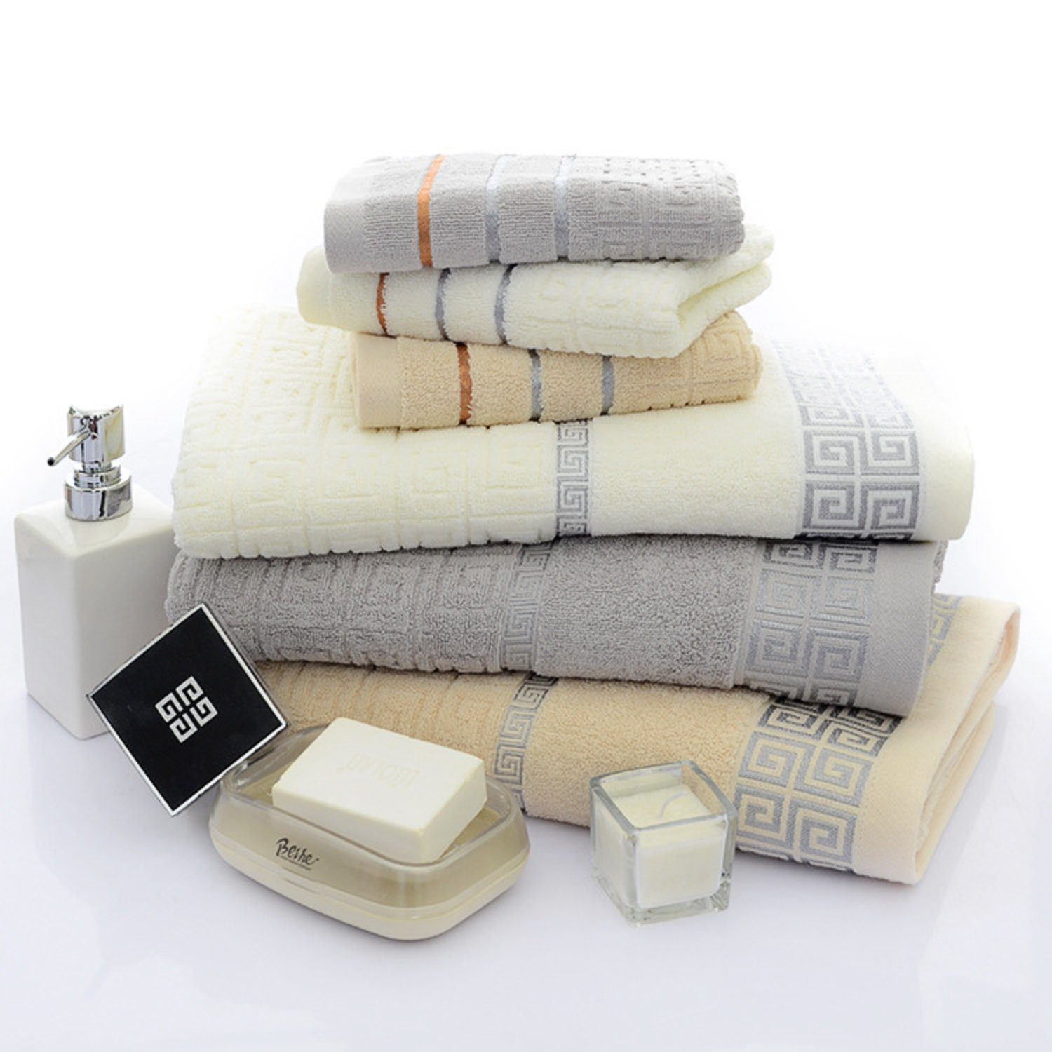 HOMEIDEAS Handtuch Set, Baumwolle, (3-tlg), 140 x 70 cm, Handtuch 35 x 75 cm