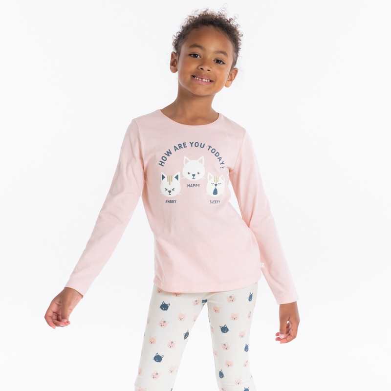 Pyjama 2 pièces en jersey rose fille