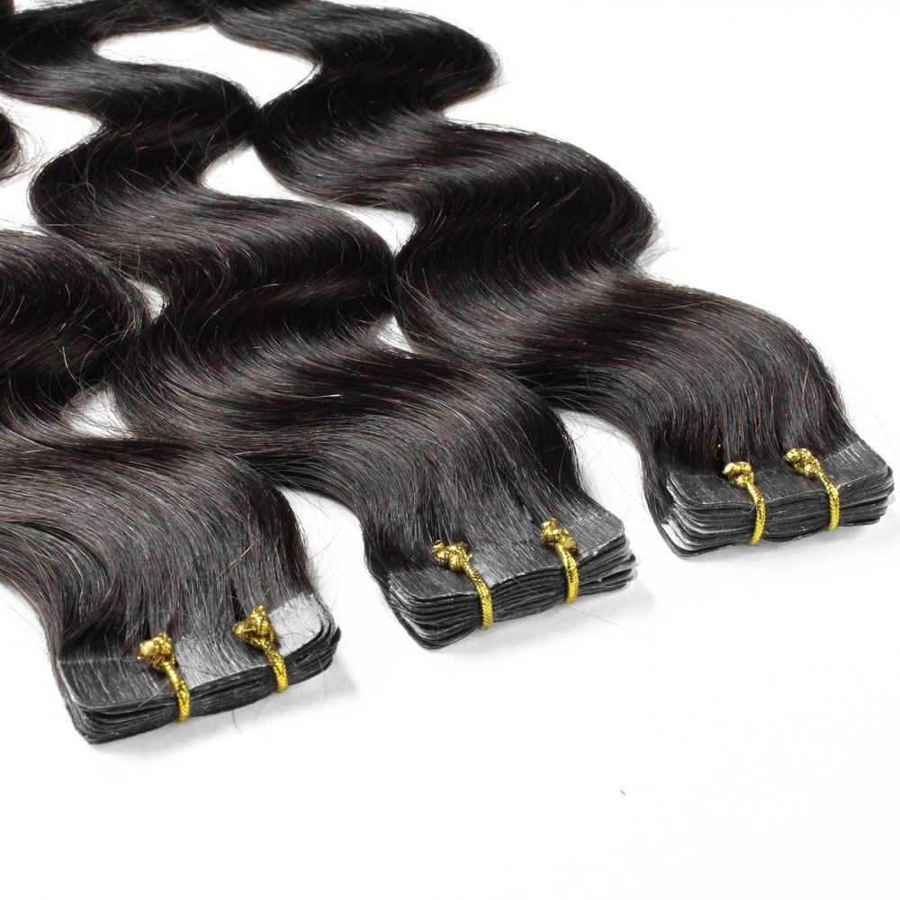 hair2heart Extensions adhésives cheveux naturels #1b Noir naturel extensions