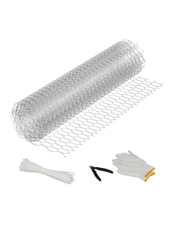 relaxdays Maschendrahtzaun in Silber - (B)5 x (H)0,4 m günstig kaufen onesize