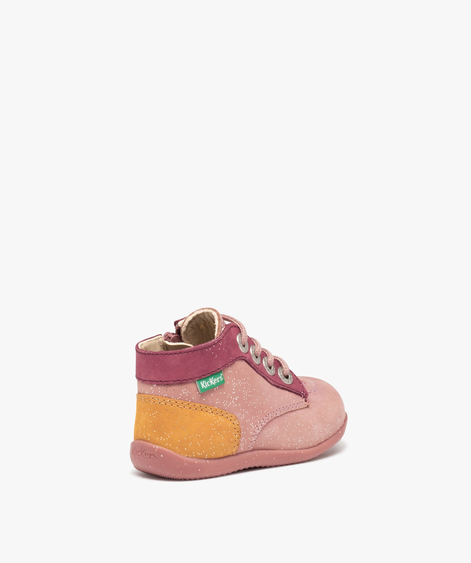 Bottillons premiers pas bébé fille en cuir Kickers rose | GEMO