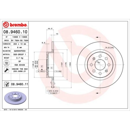 08.9460.11 BREMSSCHEIBE BREMBO HA  VP2 - ATU