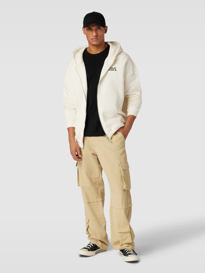 Sweatjacke mit Label-Print in offwhite