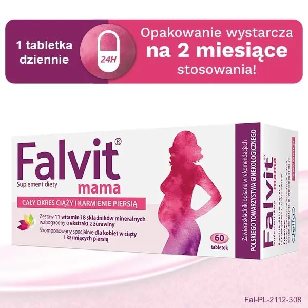 „Falvit Mama“, maisto papildas visam nėštumo ir žindymo laikotarpiui, tabletės