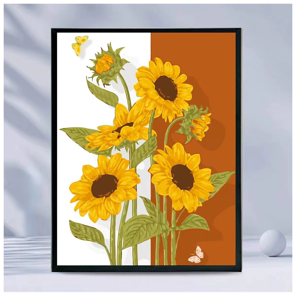 DIY handgemaltes gefülltes digitales Ölgemälde Handkoloriertes Sonnenblumenkunst-Hängebild zum Ausmalen Materialsets