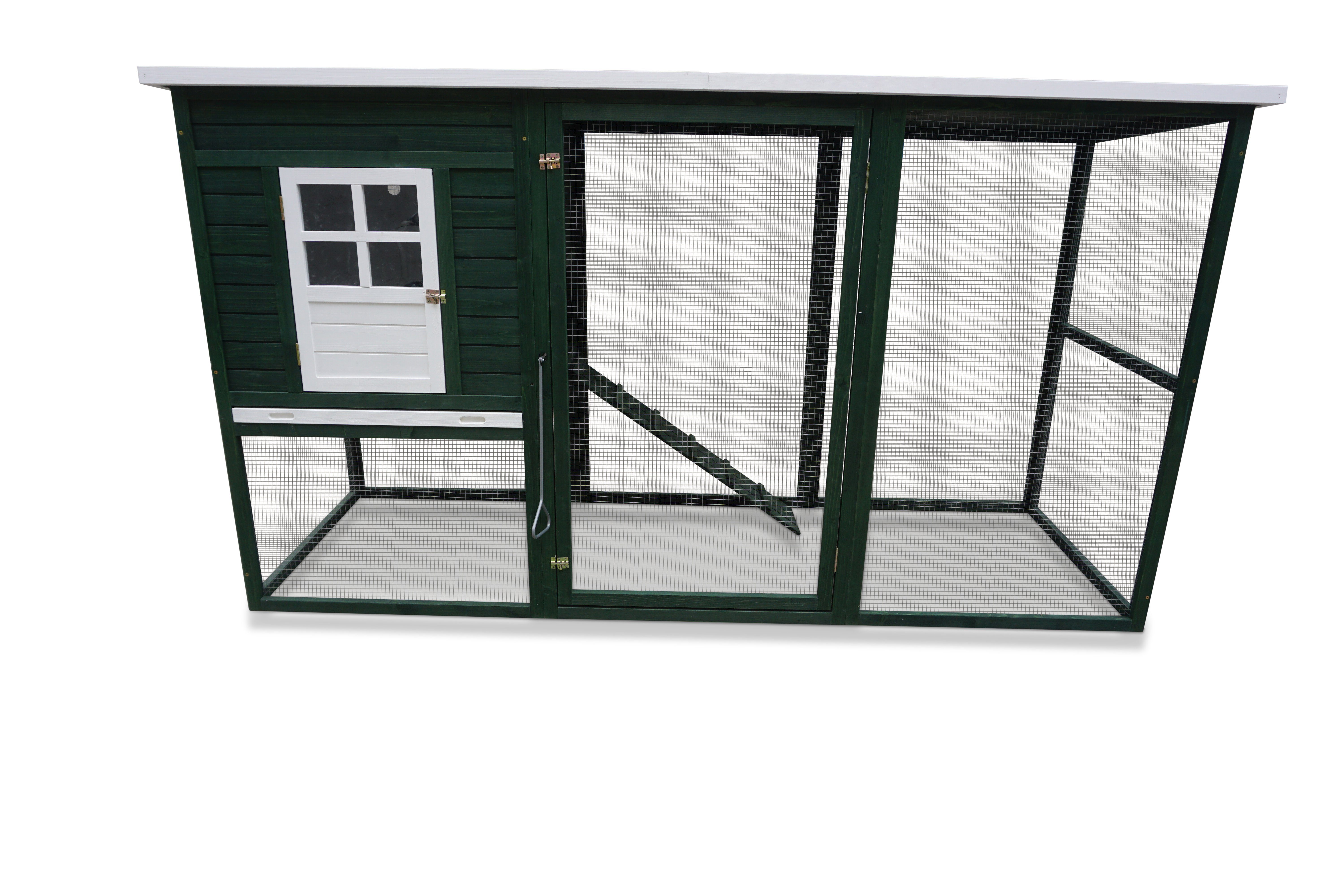 ELMATO Kleintierstall Elmato 11015 Hasenstall XL Käfig mit Freilauf grün, 233x85x127cm