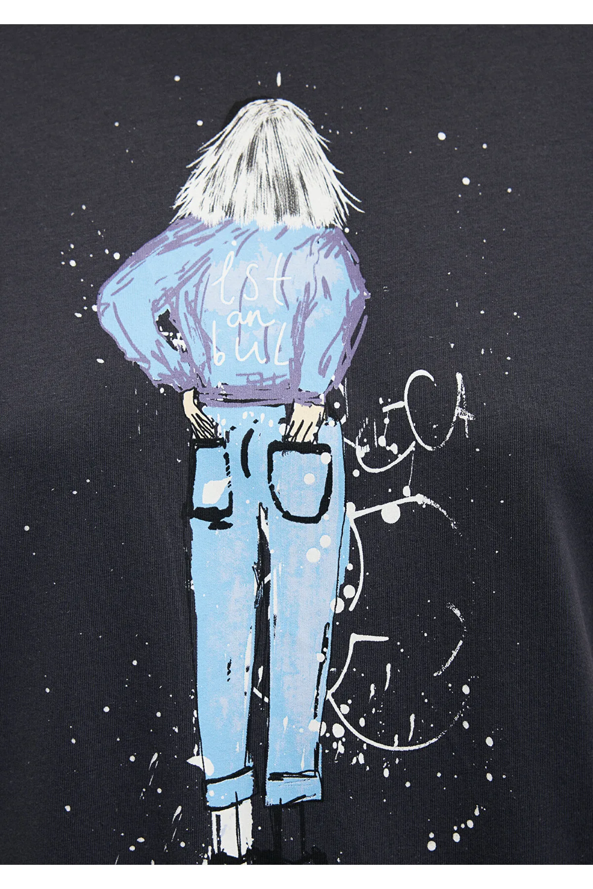 Mavi  Denim Girl Bedrucktes graues Istanbul-T-Shirt, reguläre Passform / normaler Schnitt 168890-29726
