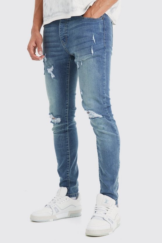 Skinny Stretch Jeans mit Riss am Knie