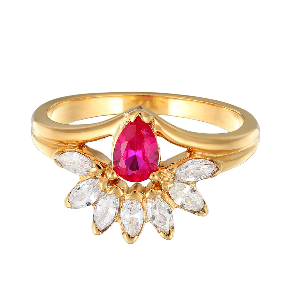 Elli Elli Bague Femmes Glamoureux ovale avec rubis synth. et zirconium en argent sterl Bague