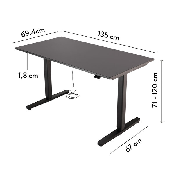Elektrisch höhenverstellbarer Schreibtisch Desk Basic, anthrazit