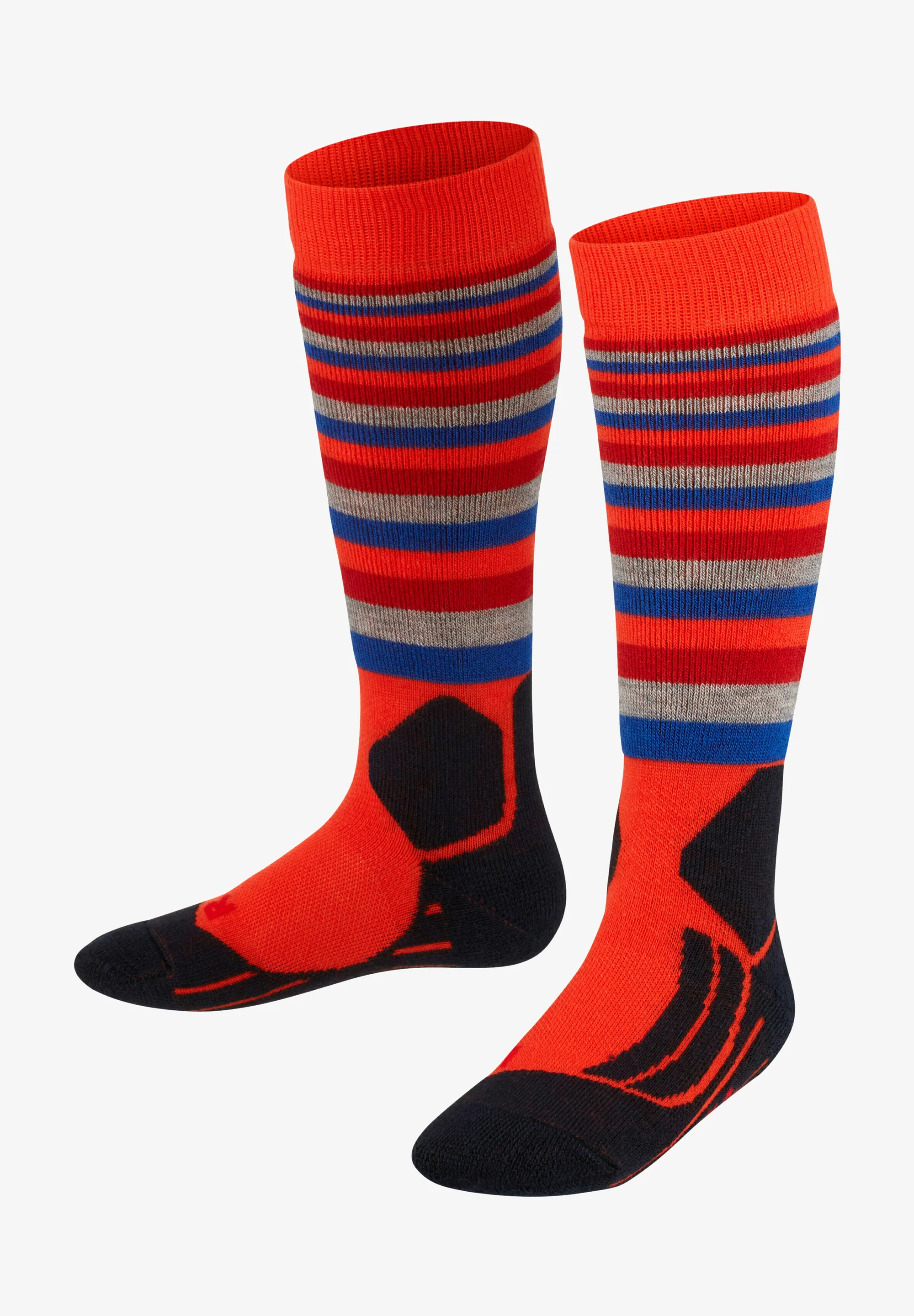 Calcetines deportivos funcionales Falke SK2 Stripes para niños, de esquí, de resistencia media, acolchados y antiampollas.