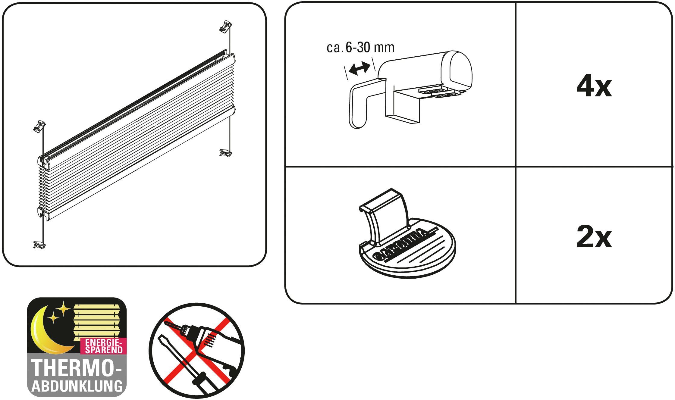 Plissee Easyfix Thermo-Plissee mit 2 Bedienschienen Energiesparend, GARDINIA, verdunkelnd, ohne Bohren, verspannt, Klemmfix, energiesparend, abdunkelnd mit Thermobeschichtung