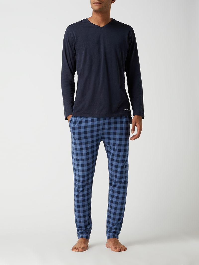 Pyjama-Oberteil aus Baumwolle in blau