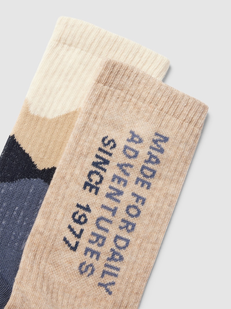 Socken mit Label-Print Modell 'MOUNTAIN' im 2er-Pack in beige