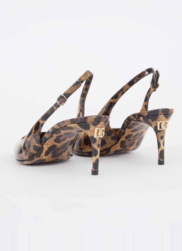 Slingback Dolce & Gabbana Lucido in pelle di vitello con stampa leopardata