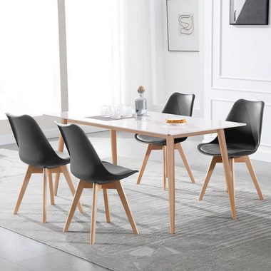 Woltu Esszimmerstuhl (Set, 4 St), Design Stuhl Kunstleder Holz